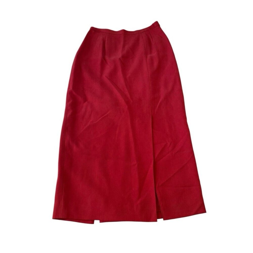Doncaster‎ Silks Patriotic Red Silk Shantung Dupioni Pencil Skirt Sz 6 READ